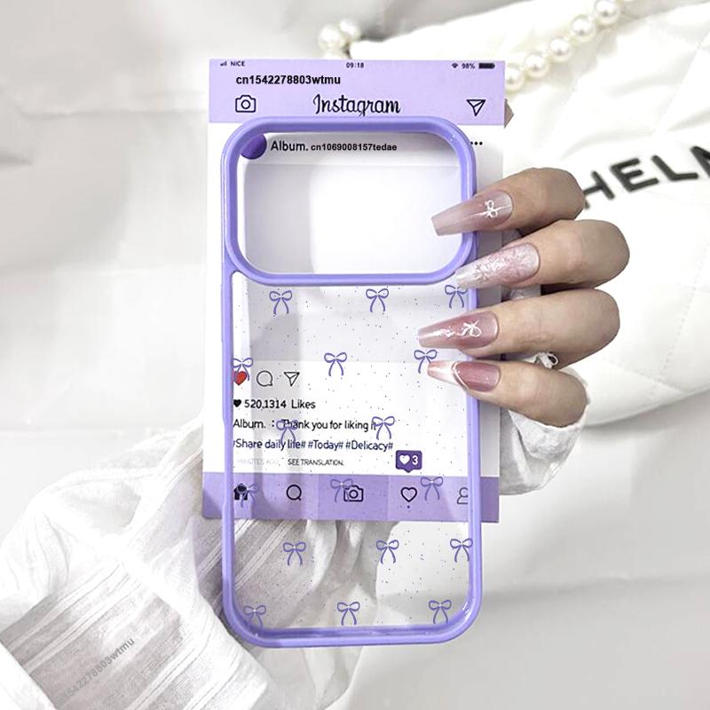 Korean Lovely Pink Bowknot Phone Case for IPhone 17 16 15 14 13 12 11 Pro Max 17Air 7 8 Plus Cute Bow Pearl Hard PC Cover Coque