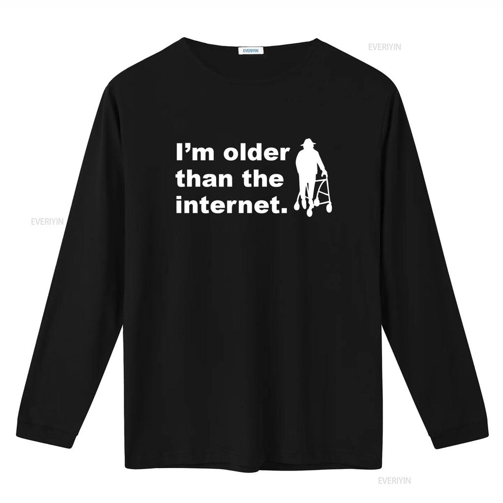 Funny Joke Birthday T Shirt for Men and Women Im Older Than The Internet Slogan vintage Washed Soft fashion streetwear