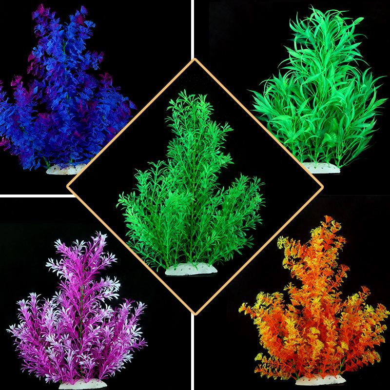 Erba e Fiore Artificiale per Acquario da 40 cm, Ornamento per Decorazione Serbatoio Pesci
