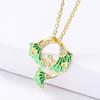 Gingko Leaf Enamel Pendant Women's Leaf Necklace Green Hand dripping Glue
