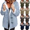 Dameknapp Semsket Lang Windbreaker Coat Varm Langermet jakke Hettefrakk