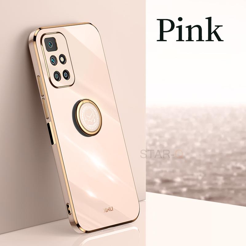 Plating Ring Holder Phone Case For Xiaomi Mi Poco M4 Pro 5G M4pro M 4 X4 4G Gold Bumper Silicone Stand Cover Poko Pocom4