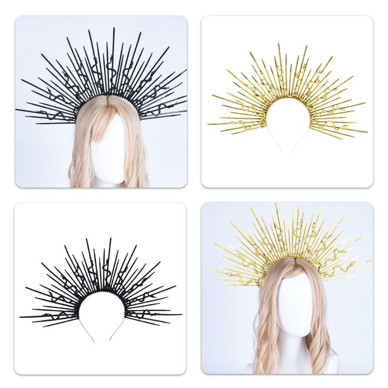 Punk Snake Headband Artistic Spiked Hair Hoop Gothic Rock Headwear for Cosplay Unisex Rock Spiked Headwear Accessory