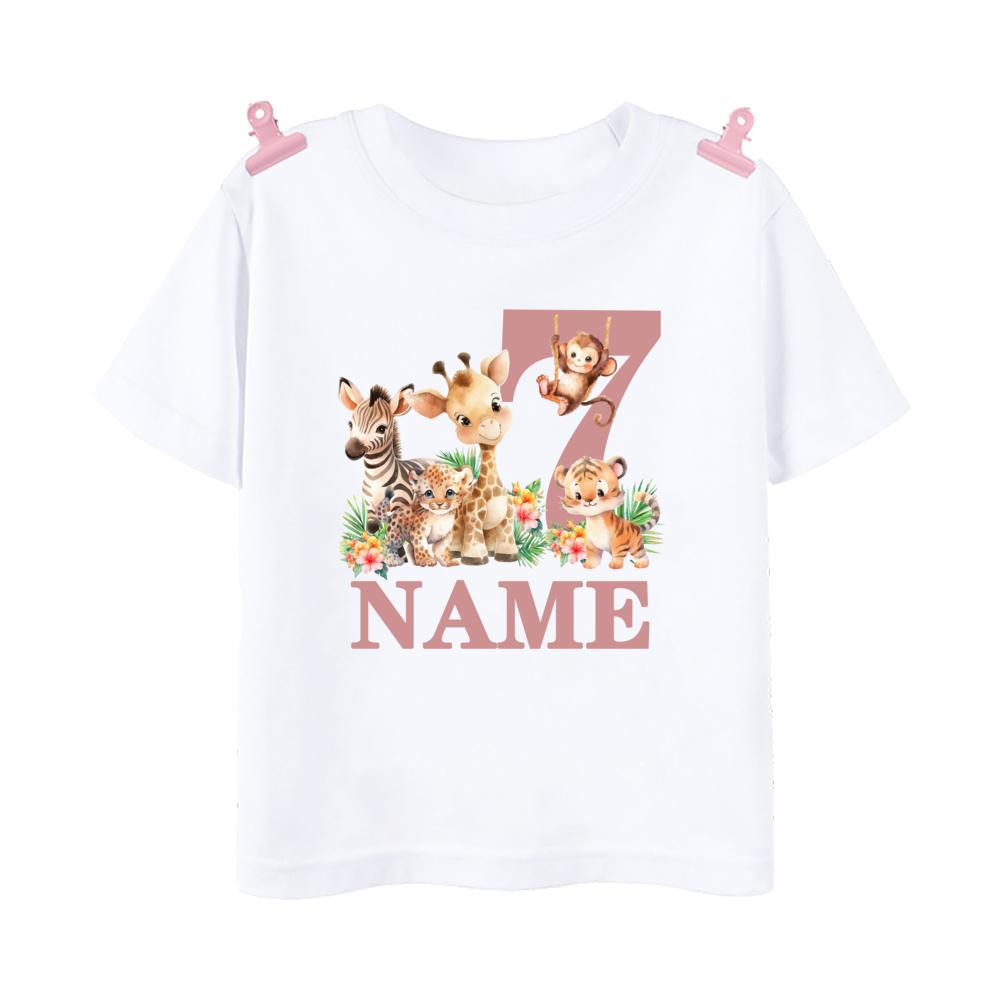 Personalized Birthday Shirt 19 Year Shirt Wild Tee Girls Wild Jungle Theme Party Tshirt Animal with Name Outfit Kids Tops Gift