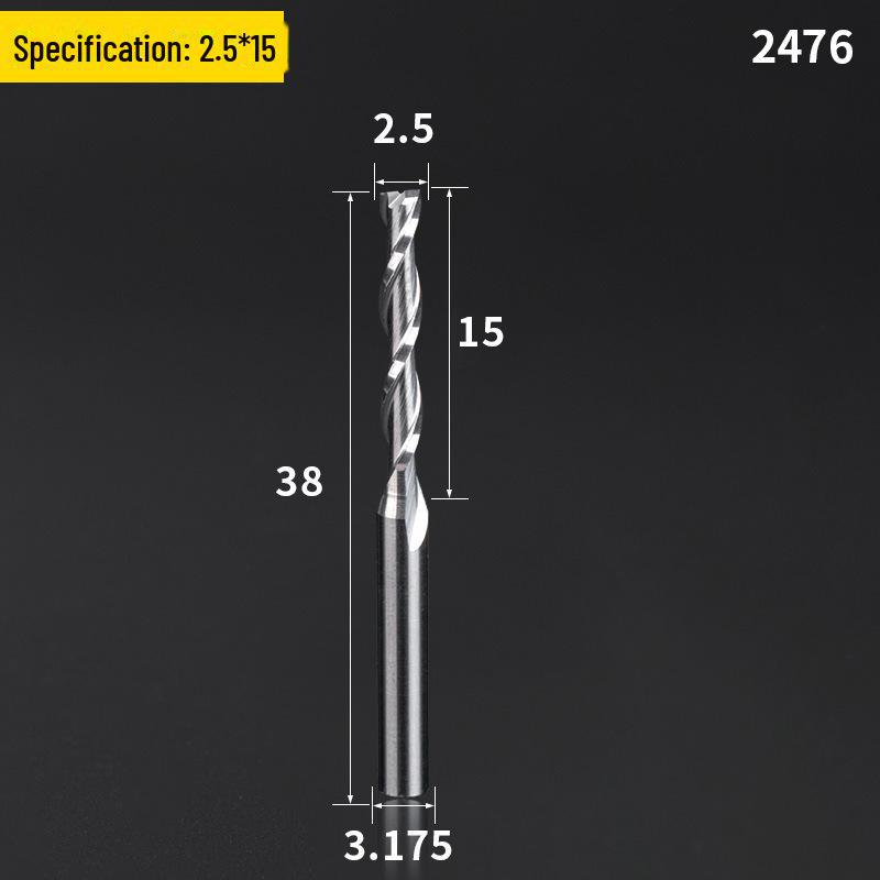 

Двухлезвийная спиральная фреза - 3,175/4/6 мм, резка акрила/ПВХ, гравировальный станок, вольфрамовая сталь 3.175*2.5*15