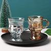 Nordischer Retro Glasbecher auf hohem Fuß - Schwarz, Milchtee, Kaffee & Wein Teegeschirr-Set