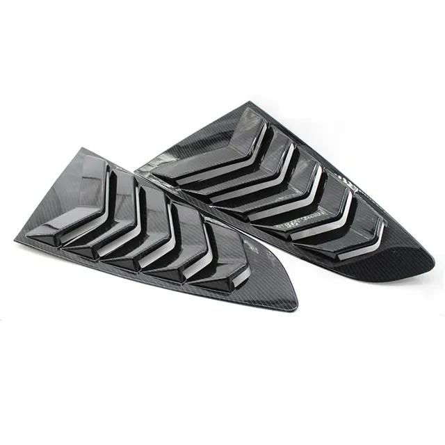 For Ford Mustang 2015- Car Rear Louver Window Side Shutter Cover Trim Sticker Vent Scoop ABS Carbon Fiber Black Accessories