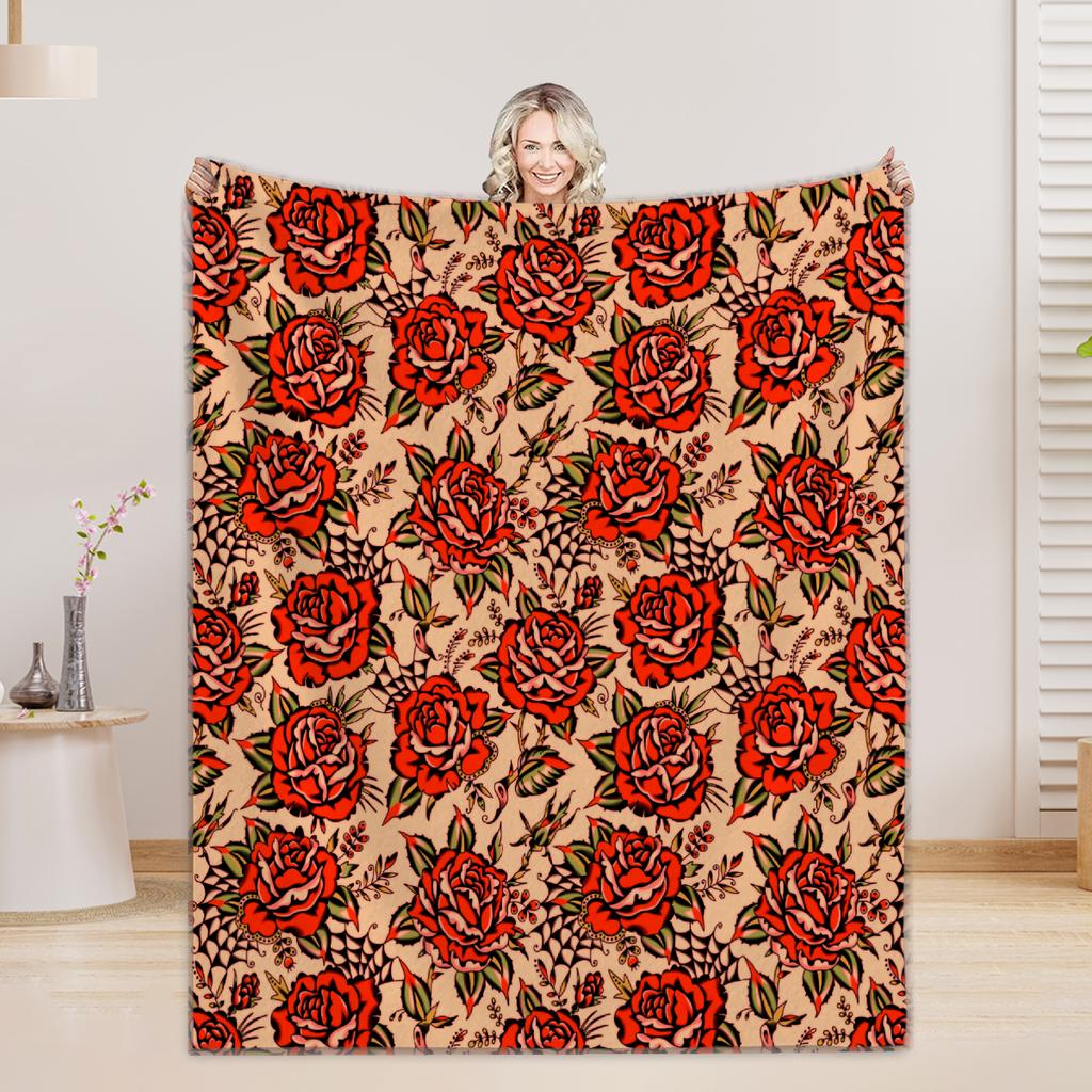 Floral Flannel Blanket 3D Printed Blanket For Office Home Camping Nap Leisure Blankets 2026 Valentine's Day Gifts For Home Decor
