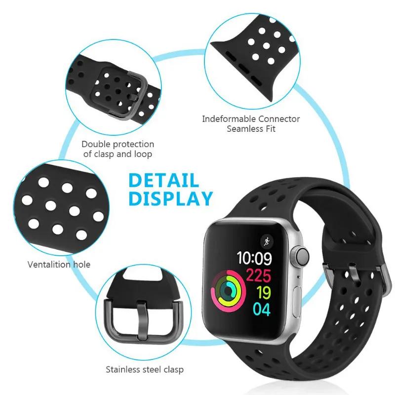 Cinturino in Silicone per Apple Watch Band 45mm 44mm 41mm 42mm 46mm Ultra 2 49mm Sportivo Traspirante Cinturino iWatch 10 9 8 7 6 5 4 SE Correa