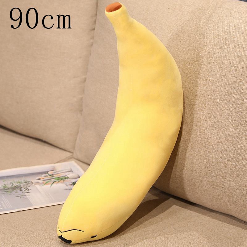 90cm Kawaii Funny Dog With Banana Plush Stuffered Dolls Long Bed Pillow Good Sleeping Pillow Baby Gifts Banana Pendant Keychain