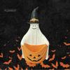 Pumpkin Element Ghost Decor Halloween Witch Hat Figurine, Pen Holder Desktop Storage Organizer Candy Container, Tabletop for Holiday Party Handcrafted