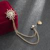 1Pc  High-end Rhinestone Star Brooch Crystal Tassel Chain Corsage Suit Coat Badge Lapel Pin for Men Women Clothing Accessories