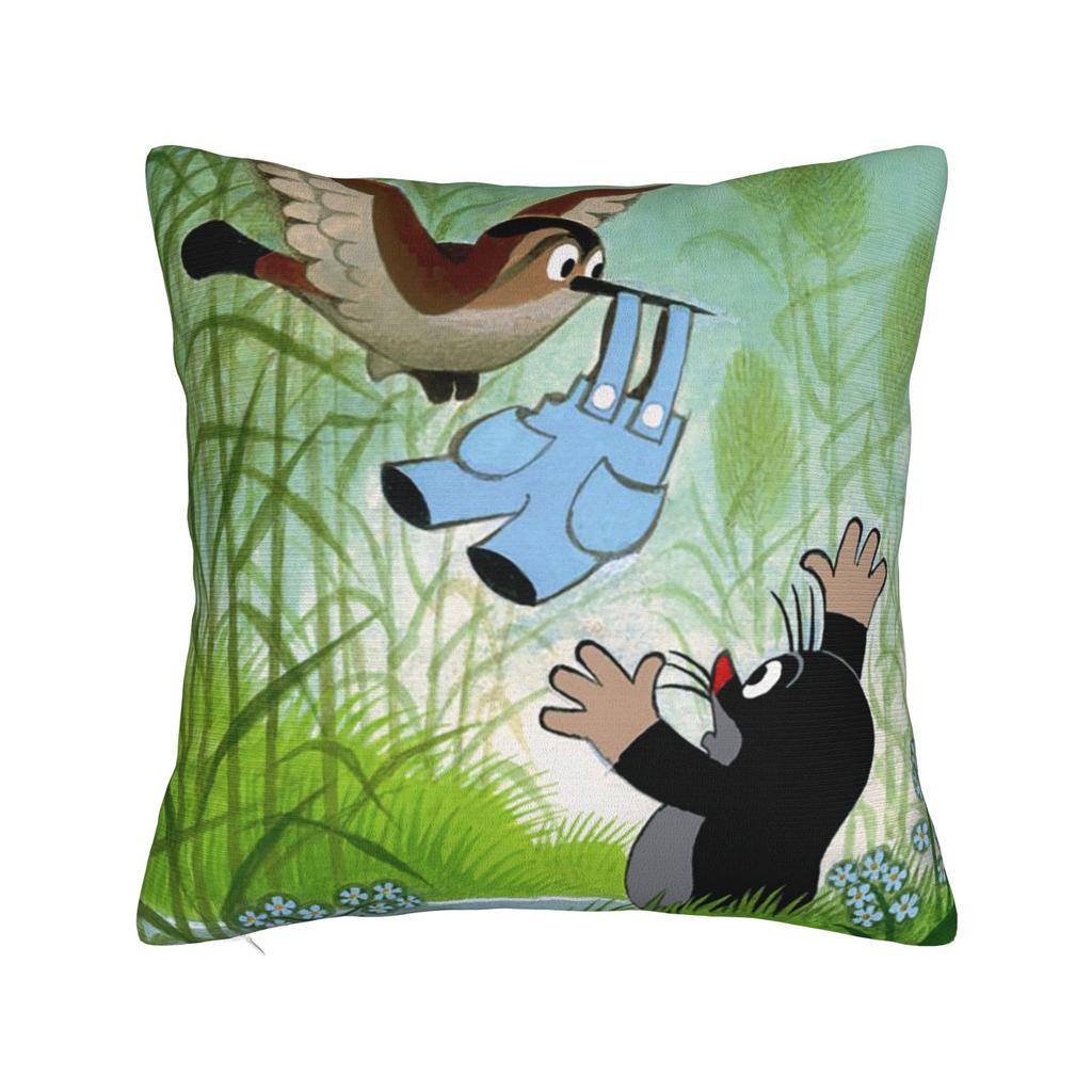 Maulwurf Krtek Kleiner Maulwurf Cartoon Kissenbezug Weiche Polyester Kissenhülle Dekorative Kissenhülle Sitzbezug mit Reißverschluss 45*45cm