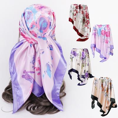 Yeni Gül İpek Eşarp 90cm Büyük Kare Eşarp Bayan Şal Moda Türban