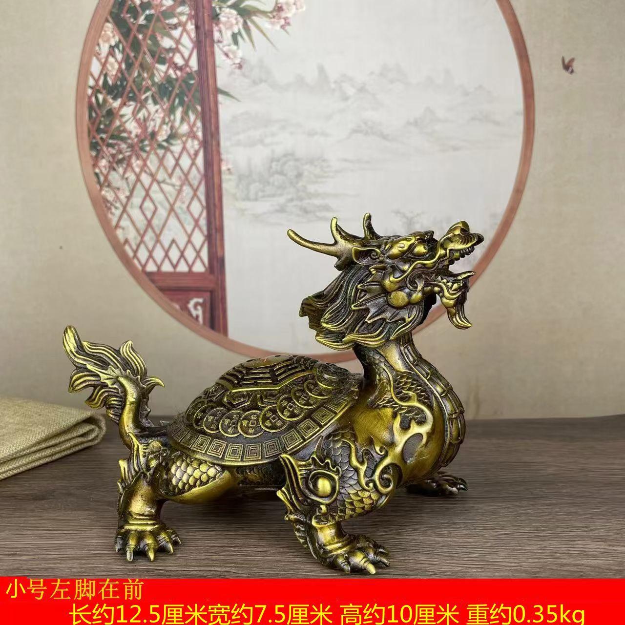 Decoration A Pair Of Gossip Dragon-Head Tortoise Copper Small Water Turtle Home Living Room O