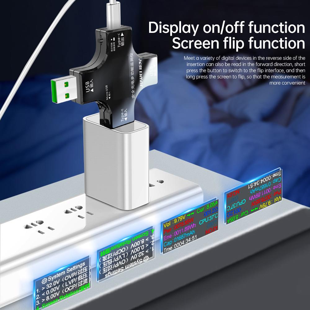 6.5A USB Tester DC Type-C PD Digital Voltmeter Amper Voltage Current Ammeter Detector Power Bank Charger Capacity Meter