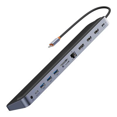 12in1 HUB Notebook Stand USB-C USB-A DP Hdmi SD TF RJ45 3.5mm Jack PD 100W Gray