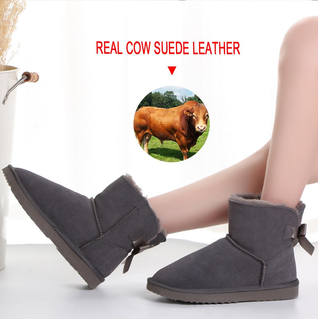 New Fashion Able Women Warm Snow Boots Winter Boots Genuine Cowhide Leather Women Boots Ankle Boots Fur Shoes Size 34 -43
