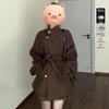 Veste en duvet en laine marron Maillard pour femme - Automne/Hiver 2025 Style coréen haut de gamme.