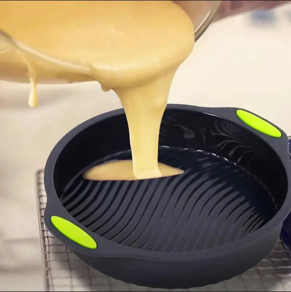 2pcs Food Grade  Fryer Silicone Baking Tray High Temperature Resistant Silicone Thick Baking Tray Cake Pizza Non-stick Baking Tray