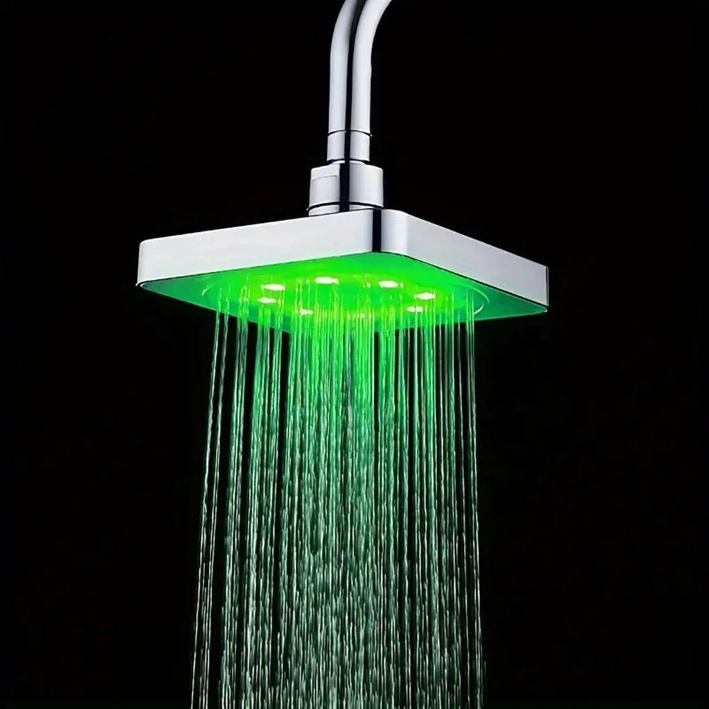 1pcRainfall Shower Head - Temperature Control, High-Pressure Water Saving, 7-Color Shower for Luxurious Bathroom SPA .