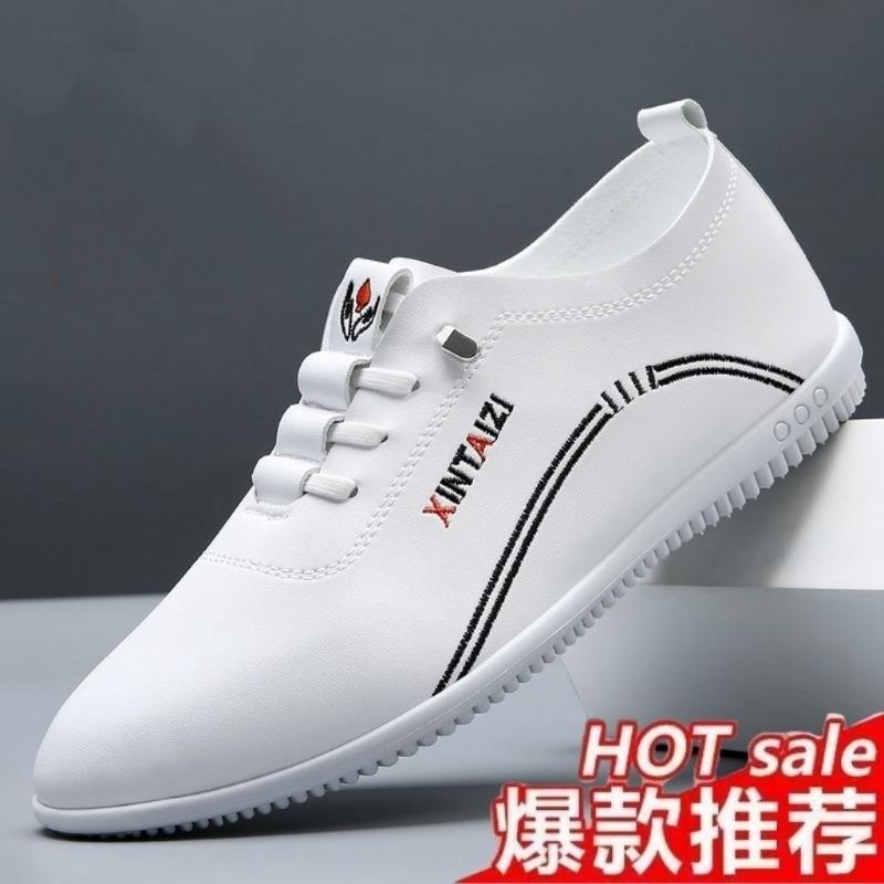 

Men s real soft leather shoes new breathable deodorant white versatile casual shoes soft sole soft surface 44