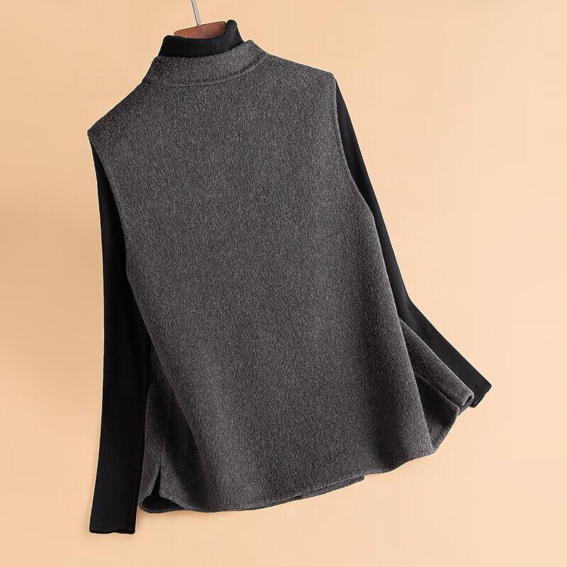 Women's Merino Wool Blend V-Neck Double-Faced Vest