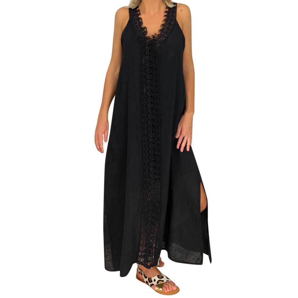 Women's Plus Size Sleeveless Lace Patchwork Spring Dress