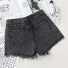 Women Hole Denim Shorts Crimping High Waist Wide leg Slim Summer Jeans Shorts Girls Sexy Pants