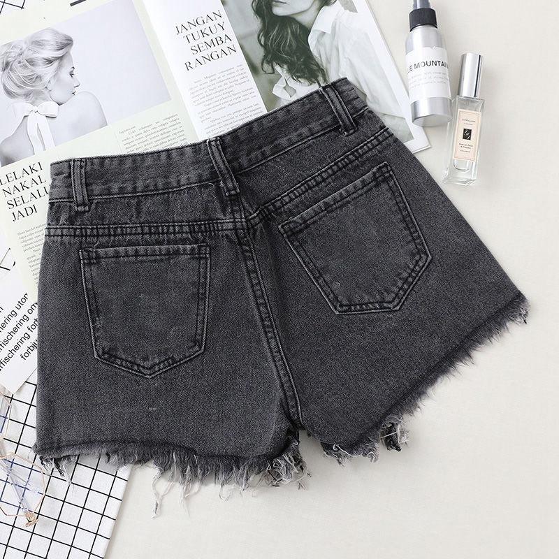 Women Hole Denim Shorts Crimping High Waist Wide leg Slim Summer Jeans Shorts Girls Sexy Pants