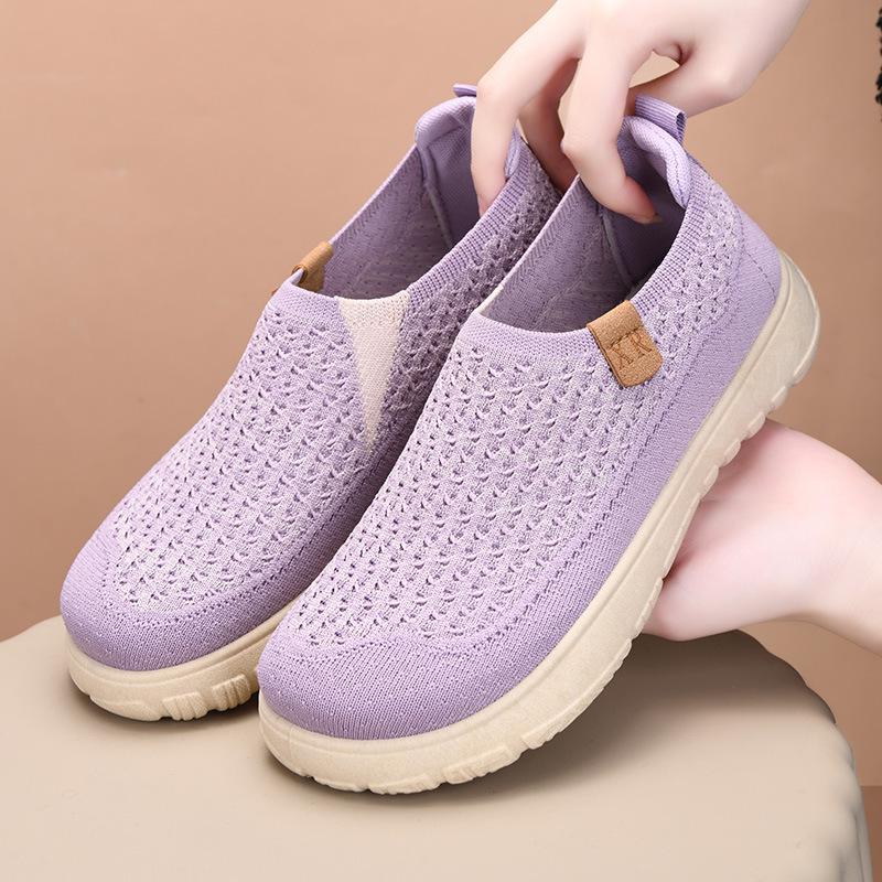 2025 Spring/Autumn Women's Old Beijing Cloth Shoes: Soft Sole, Non-slip, Breathable Fly-knit, Comfortable Walking Shoes