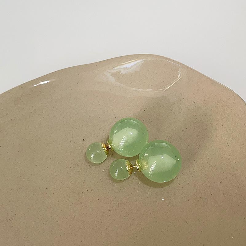 

Серьги-гвоздики с шариками из смолы цвета дофамина, женские, в стиле Гонконга, ретро, элегантность, индивидуальность, мода, темперамент, серьги