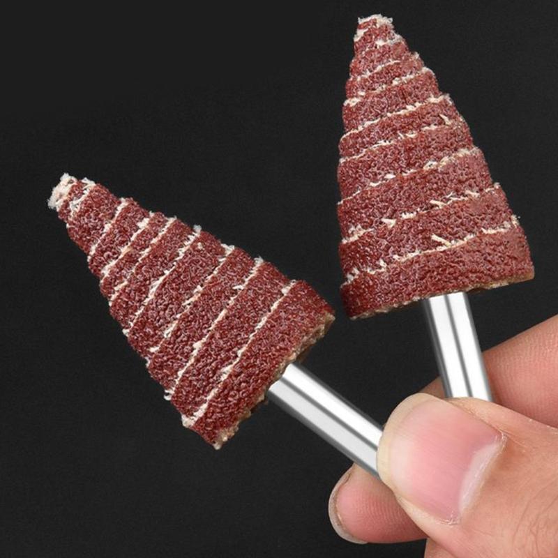 Vielseitige 5 Stück Kegelförmige Schleifpapier Entgratungs-Schleif-Polier-Lamellenschleifscheibe Schleifkopf für Tieflochpolitur