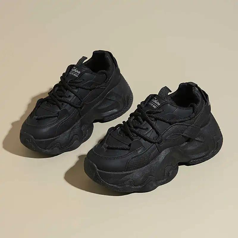 Fashion With Lacing Thick Bottom Sneakers Women Vulcanize Woman Black Tennis Rainbow Shoes Ladies Sport High Quality New Arrival