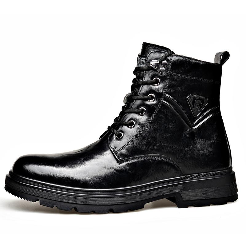 

Осенне-зимние ботинки из натуральной кожи с боковой молнией для мужчин, повседневные теплые хлопковые рабочие ботинки, мужские дизайнерские ботильоны 38 чёрный