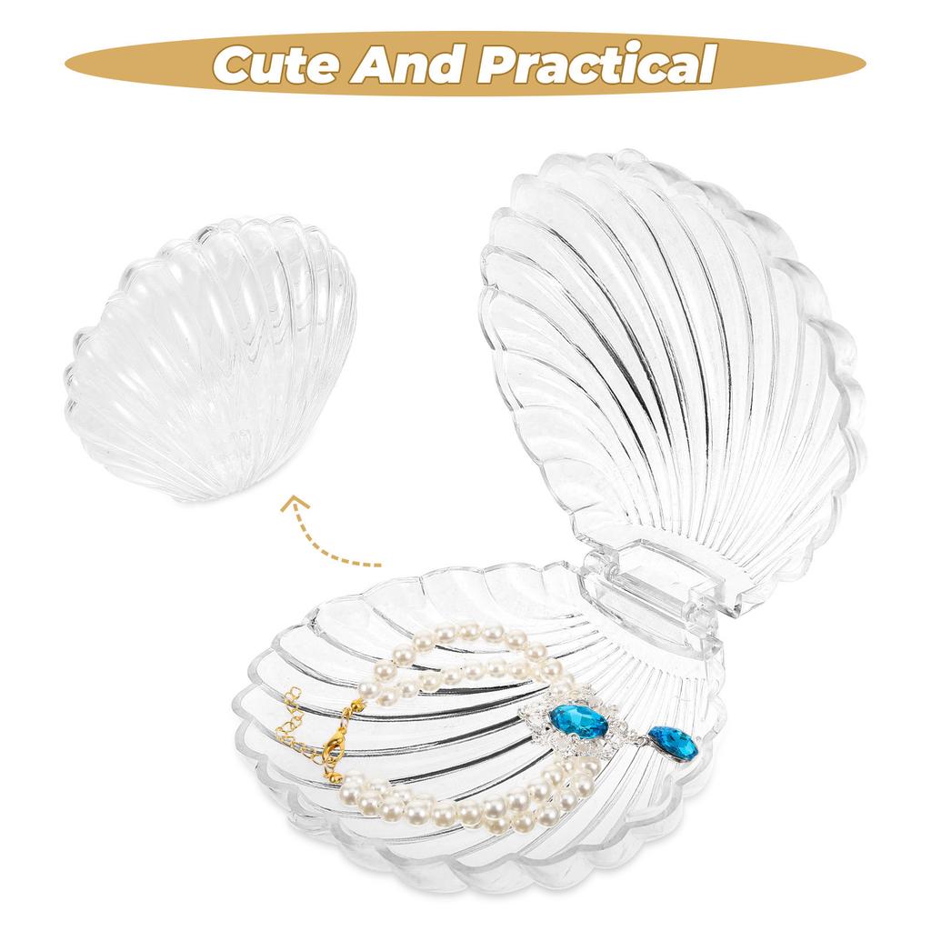 4Pcs Shell Shaped Candy Box 11x9x5.5cm Ocean Theme Plastic Storage Box for Jewelry Chocolates Party Favors Mermaid Birthday