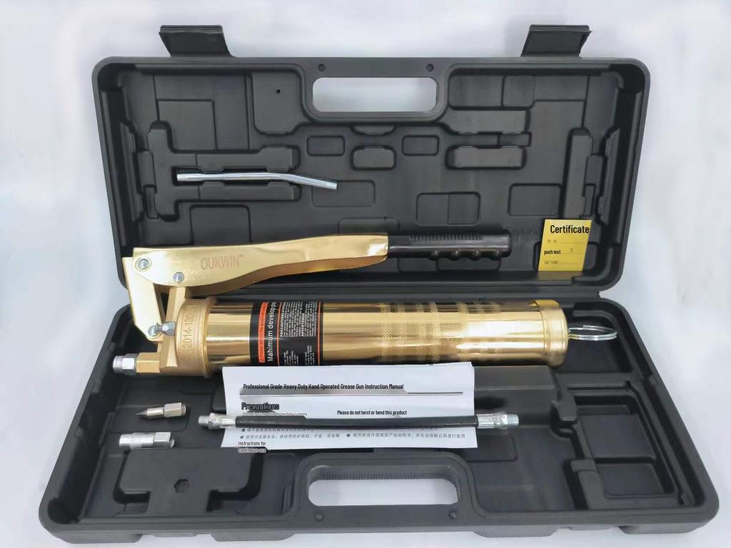 Gold-Plated Heavy-Duty Manual Grease Gun with Double Pressure Lever