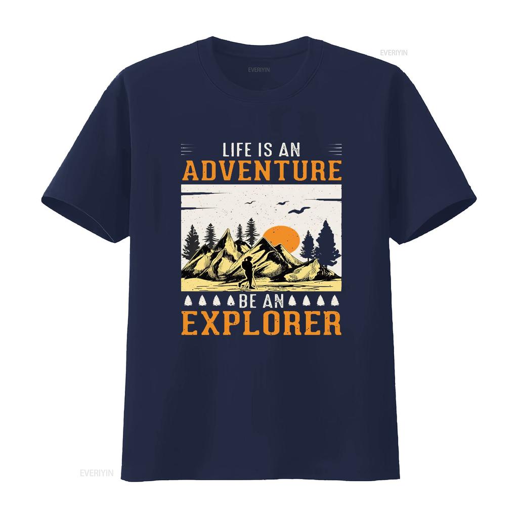 Womens Life is An Adventure Be Explorer Quote Camping Vintage  T Shirt vintage Washed Breathable Casual Unisex fashion