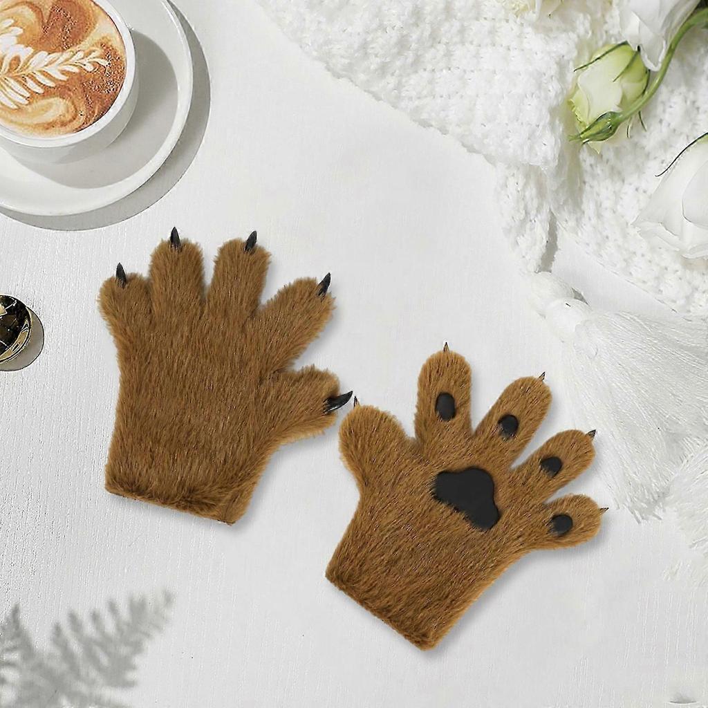 Winter Warm Cats Paws Gloves Anime Costume Cosplay Beast Paws Hand Gloves Theme Party Handwear Animation Roleplay Handwear Blacpowder-Good