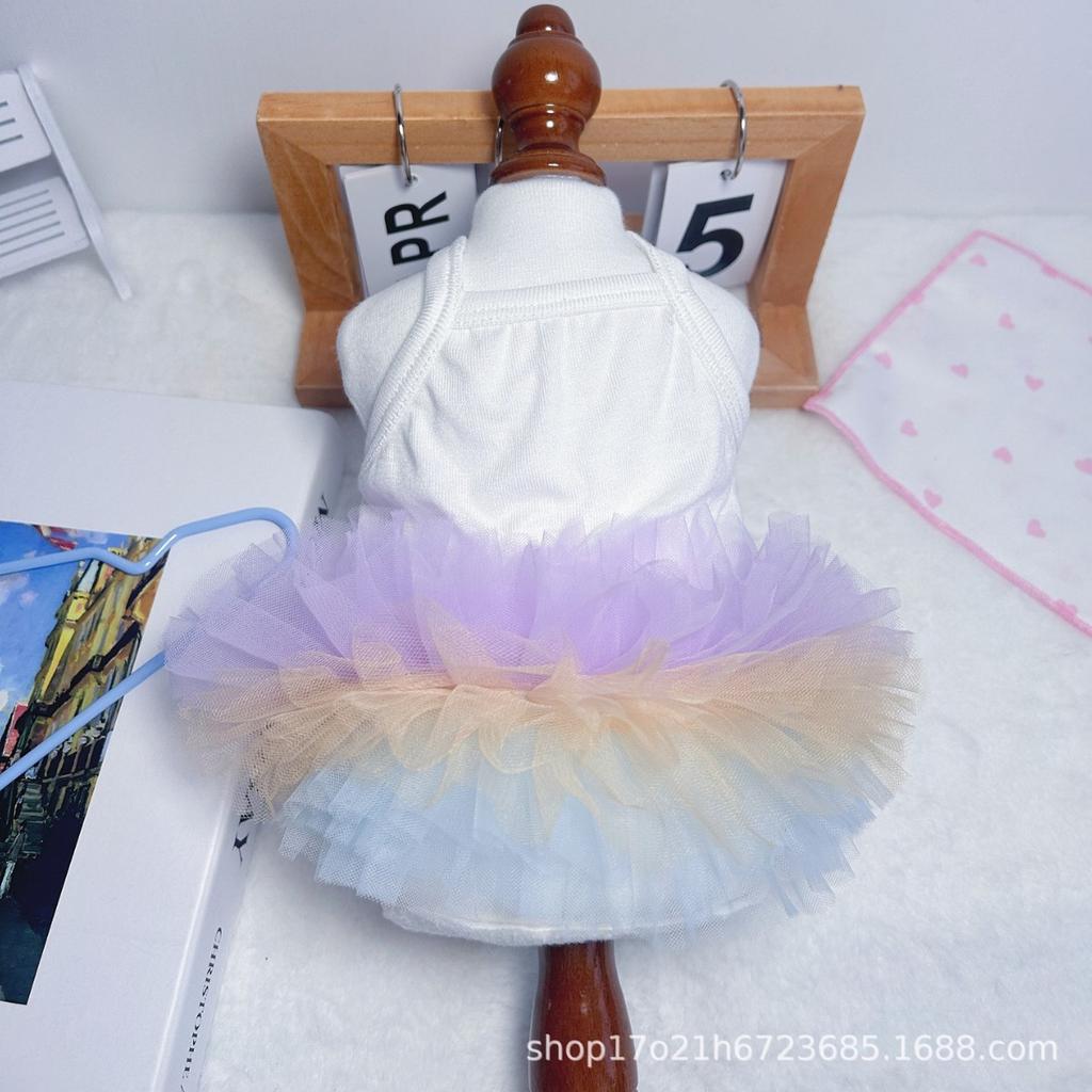 Pet Spring Camisole Dress Multi-layer Fluffy Mesh Princess Dress Breathable Vest Puppy Clothes Dog Dresses for Small Dogs