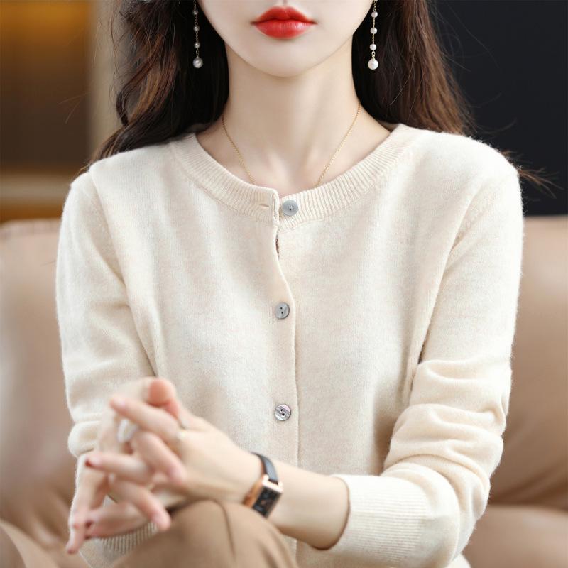 Women Cardigans Sweater O Neck Spring Autumn Knitted Cashmere Cardigans Solid Single Breasted Womens Sweaters