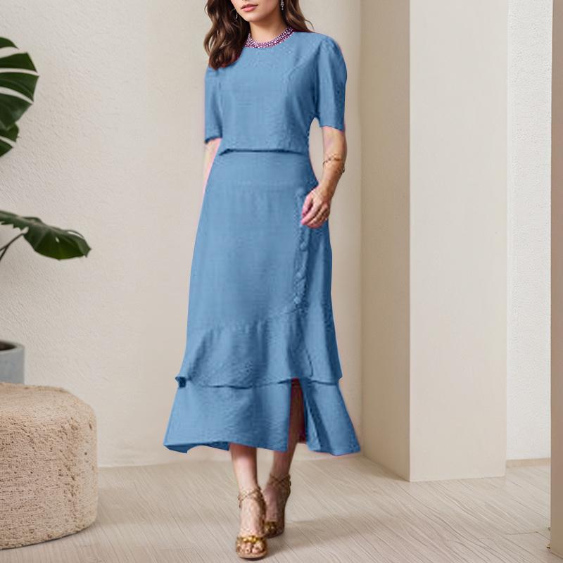 ZANZEA Women Short Sleeve Blouse and Fishtail Skirts Summer Two Piece Suit Sets