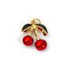 1 Piece Brass Charms 18K Gold Plated Red Cherry Fruit Cubic Zirconia Pendants For Necklace Bracelet Earrings Jewelry Making