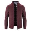 Men S Long Sleeve Thick Knit Cardigan Casual Stand Collar Sweater