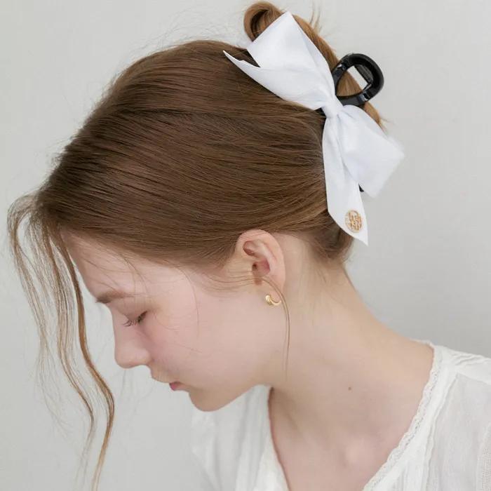flat ribbon hair claw clip (H041_white)