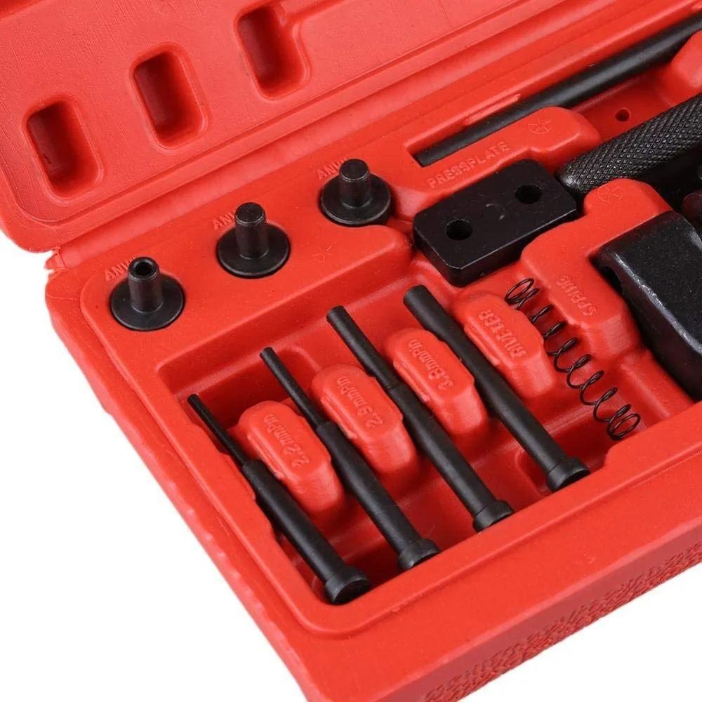 Red Case Motorcycle  Chain Breaker Riveting Kit Cam Drive Riveting Repair Tool Kit  Repair