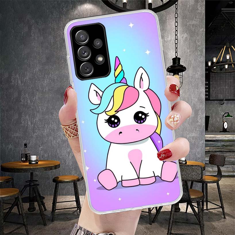Pink Unicorn Rainbow Phone Case For Samsung Galaxy A12 A22 A32 A52 A72 A02S A51 A50S A71 A70 A31 A20S Note 20 Ultra S10 A10S Gal