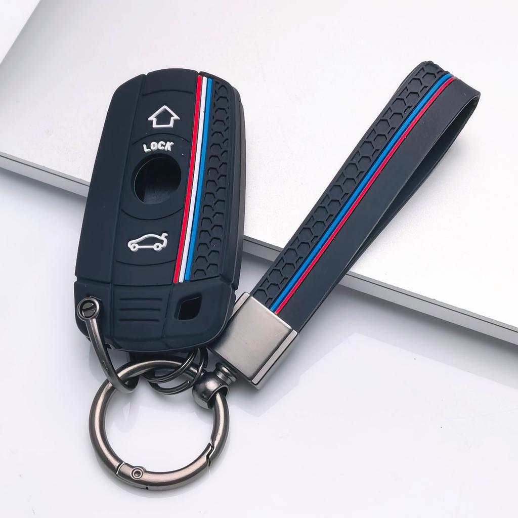 Key Fob Cover for BMW X1 X3 X4 X5 X6 with Keychain Anti-Scratch Guard Shockproof Protection Soft Grip Texture Responsive Button Touch