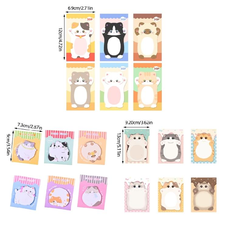 Cartoon Shape Design Stick Note Selves Stick Write Pad Reusable for School Office Journaling Multipurpose Paper Notepads