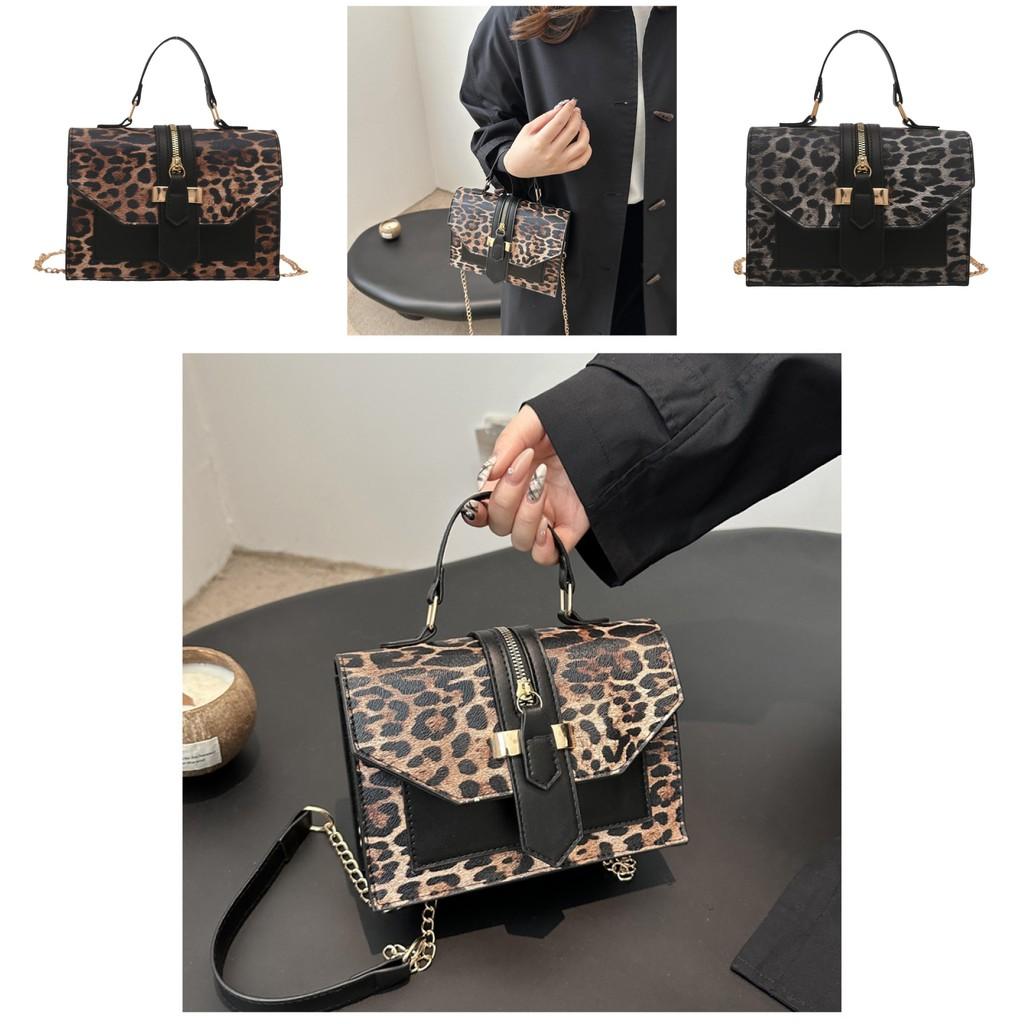 Elegant Retro Leopard Pattern Small Square Purse For Women Sophisticated Fashion Accessory